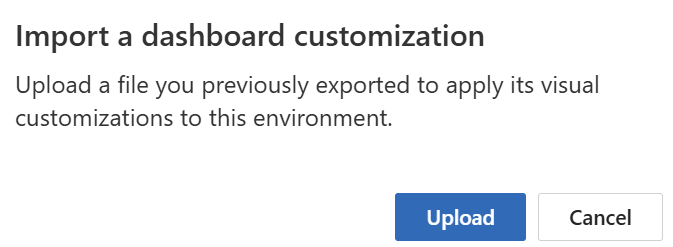 Screenshot of import dashboard customizations.
