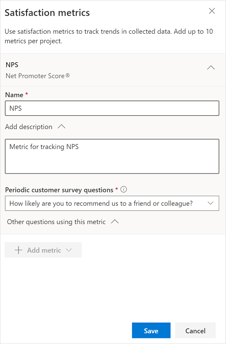 Add satisfaction metrics details.