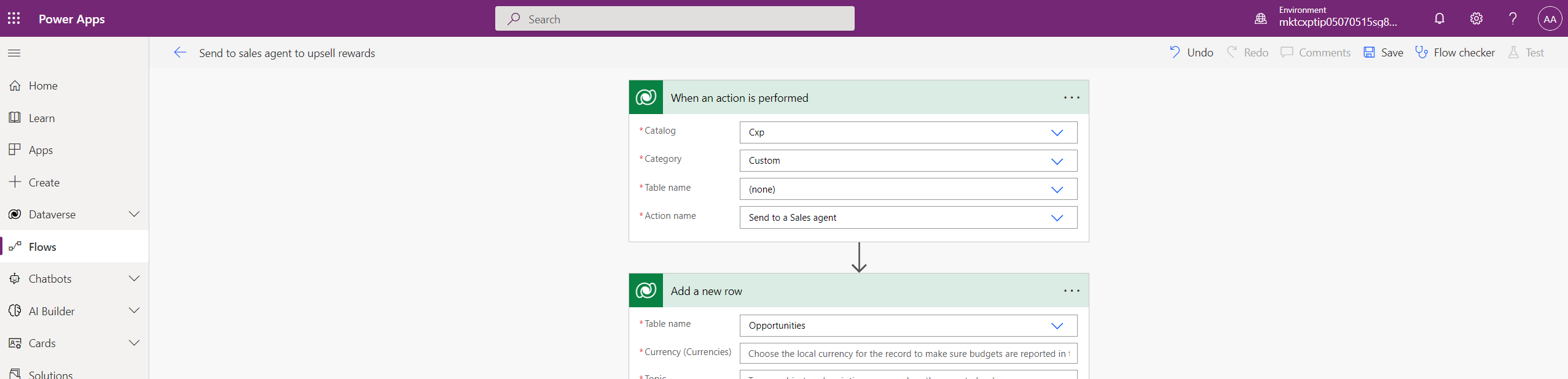 Screenshot of adding steps to a Power Automate flow.