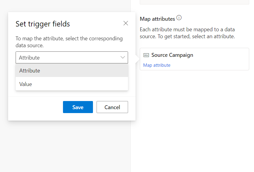 Screenshot of mapping custom triggers with a value step 1.