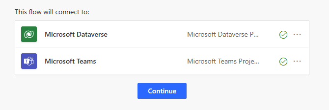 Screenshot that shows two authenticated connection references, as indicated by the green check mark next to each.
