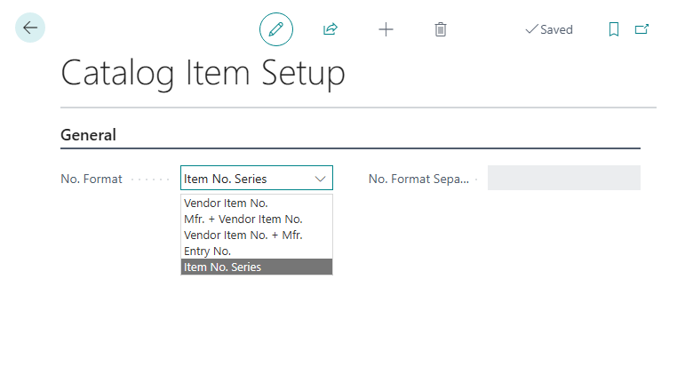 Catalog Item Setup page Catalog Item Setup page