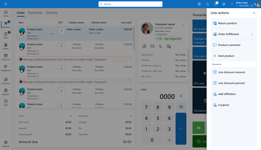 Screenshot of the modernized Store Commerce transaction page showing the inline actions drawer. Screenshot of the modernized Store Commerce transaction page showing the inline actions drawer.