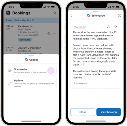 Screenshot of Copilot work order summary in the new mobile UX. Screenshot of Copilot work order summary in the new mobile UX.
