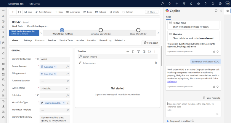 Image showing side pane in Dynamics 365 Field Service Image showing side pane in Dynamics 365 Field Service