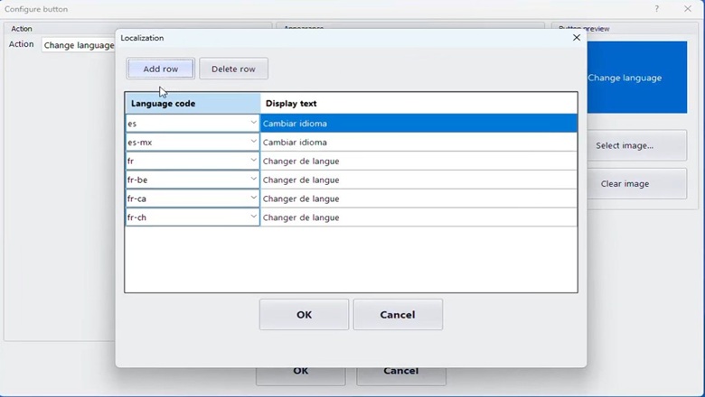Screenshot showing the Localization dialog. Screenshot showing the Localization dialog.