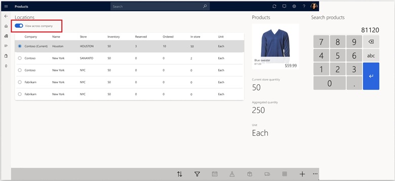 Screenshot showing the product details page with cross-legal entity enabled.