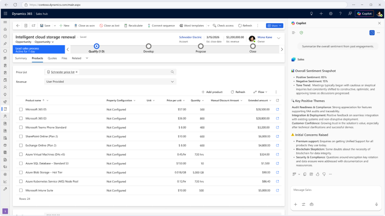 Sample response in Sales agent in Dynamics 365