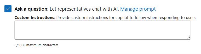 Custom instructions input field Custom instructions input field