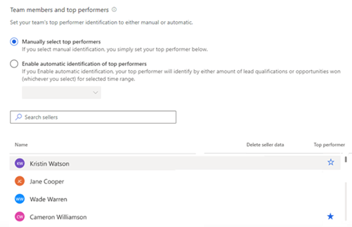 Select top performers manually