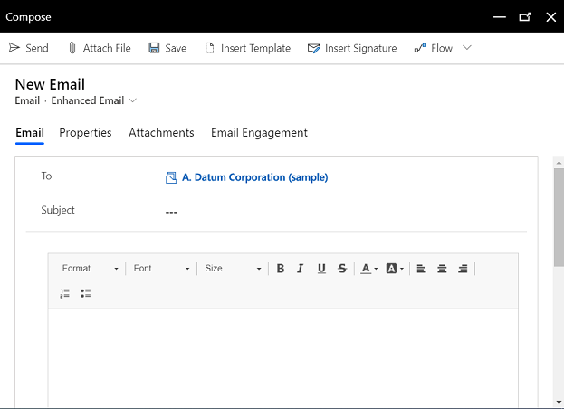 Enhanced email pop-up window