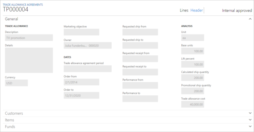 Trade allowance agreements page.