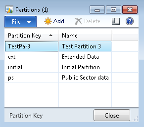 Partitions administration form