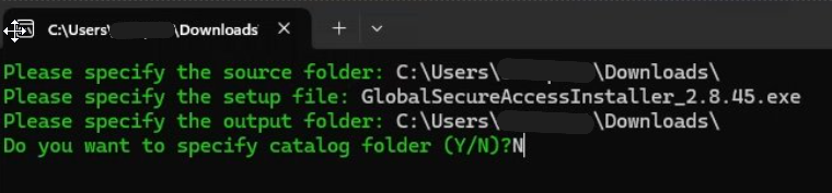 Screenshot of command line to install client.