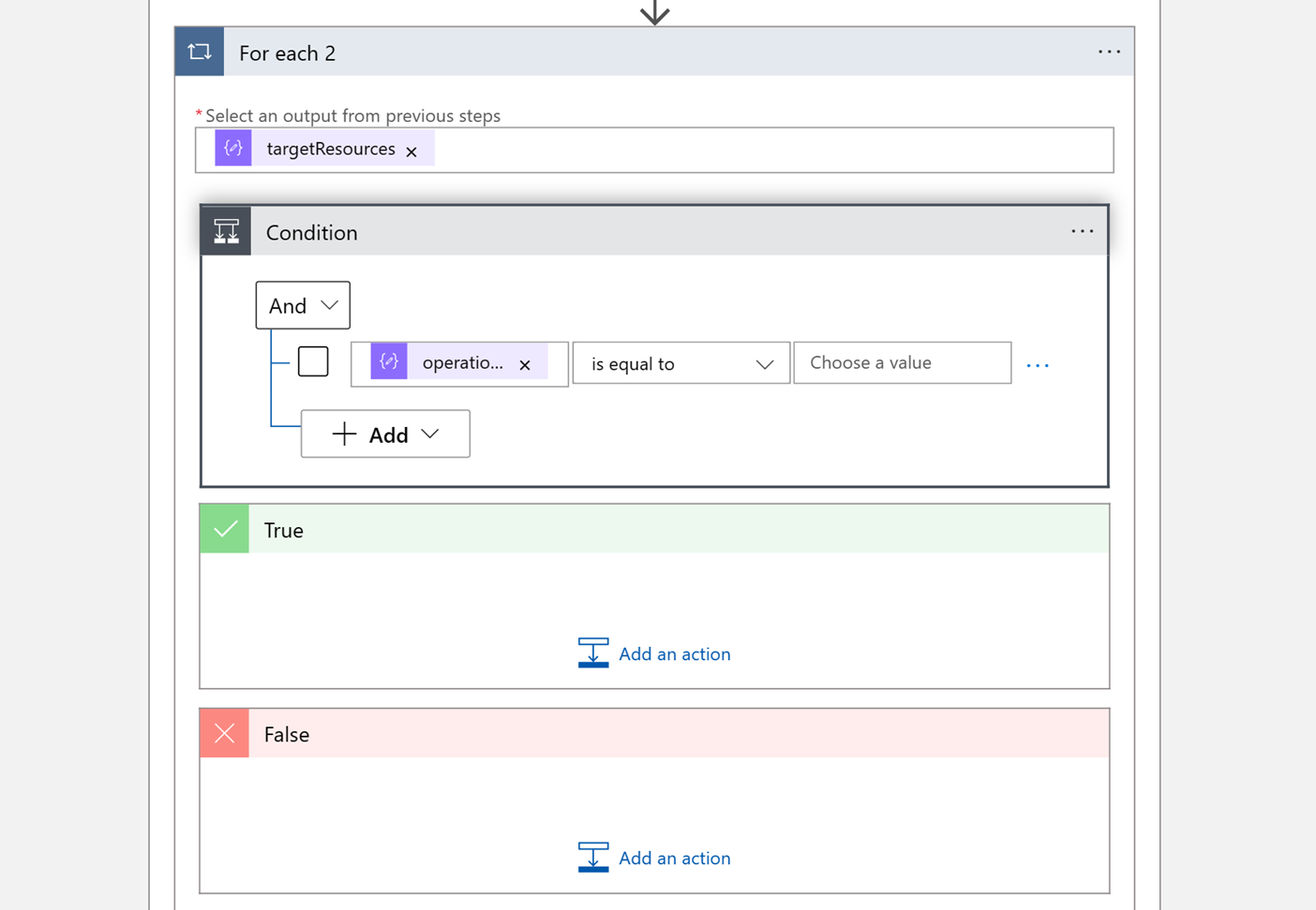 Screenshot of how to select an operation name.