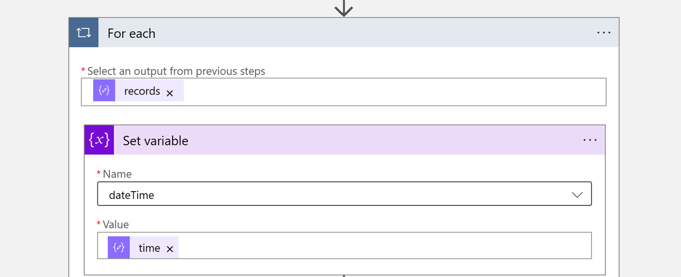 Screenshot of how to select Time.