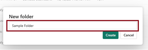 Screenshot of the New Folder dialog with a sample folder name.