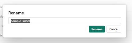 Screenshot of the Rename dialog with a new folder name entered.