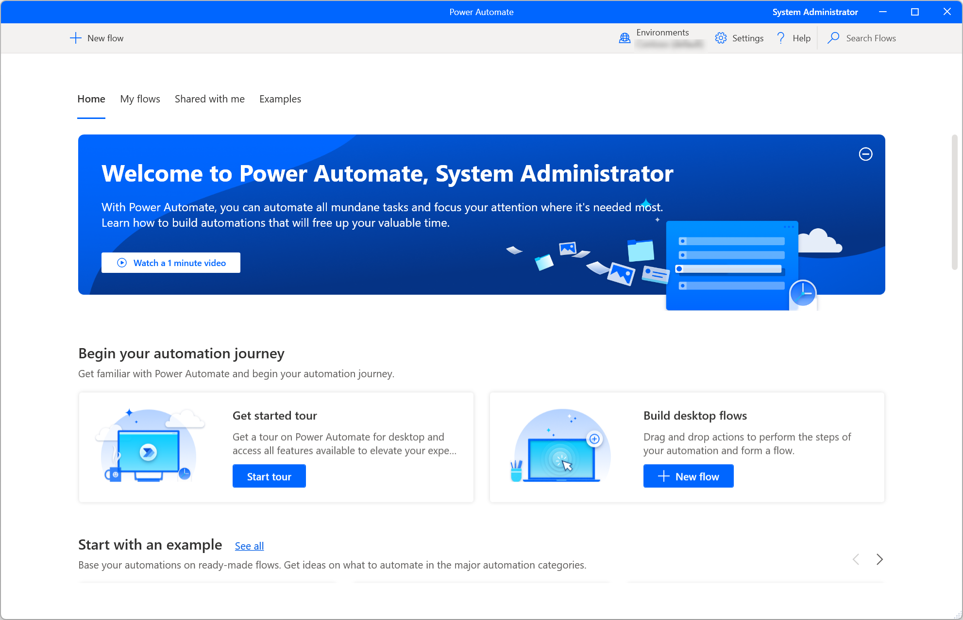 Screenshot of the Power Automate for desktop console.