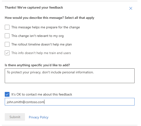 A screenshot of Feedback captured with details.