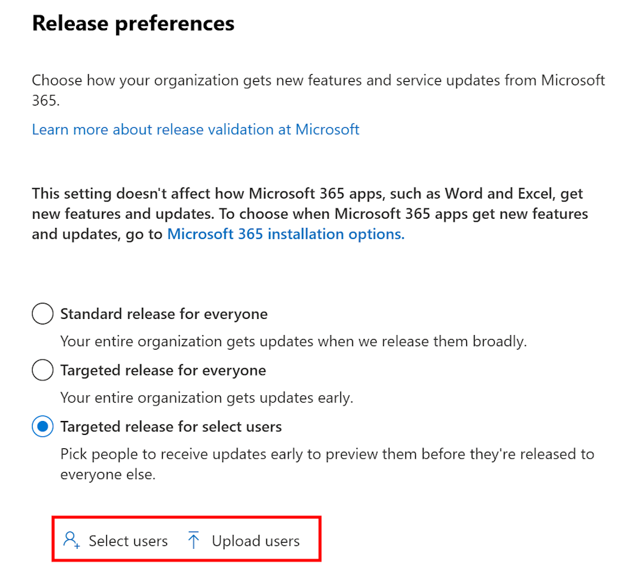 A screenshot of the Release Preferences options.
