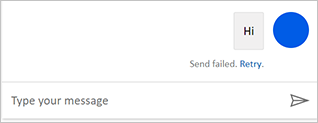 Error message in the agent window that says 'Send failed. Retry.'.