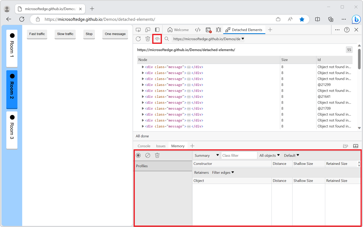 Analyze Detached Elements in the Detached Elements tool