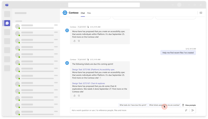 Image shows an example of suggested prompts.