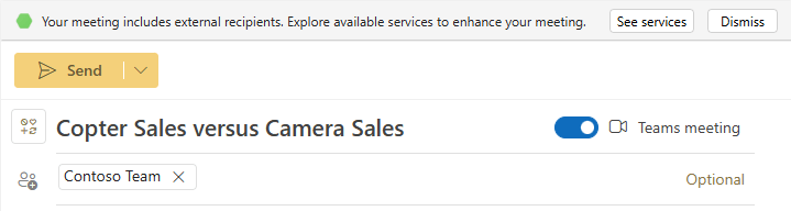 An insight notification displayed in an appointment in compose mode.