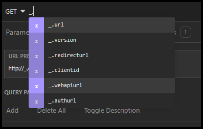 Environment variables for url.