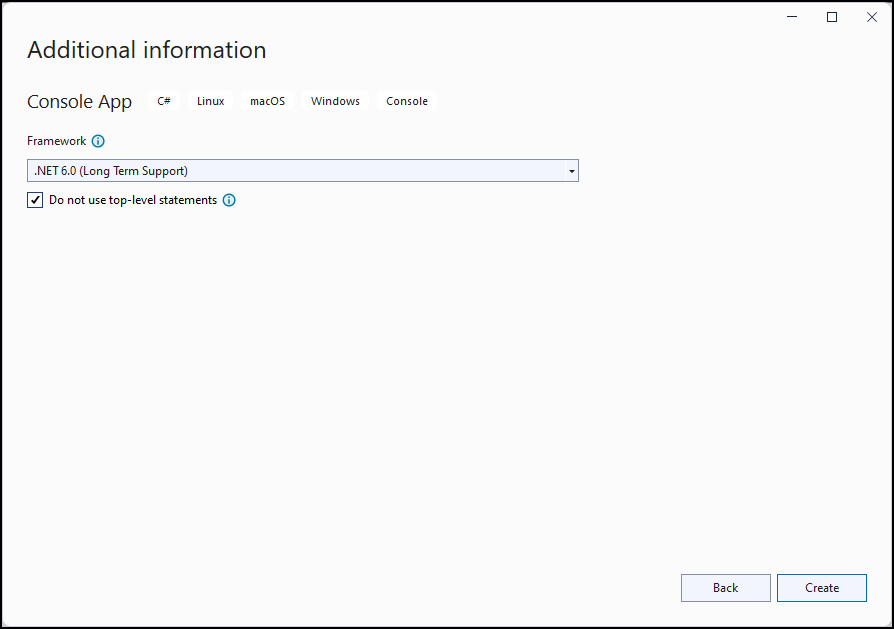 Additional Information dialog.