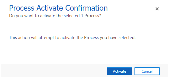 Process Activate Confirmation dialog.