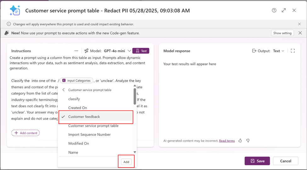 Add an input column