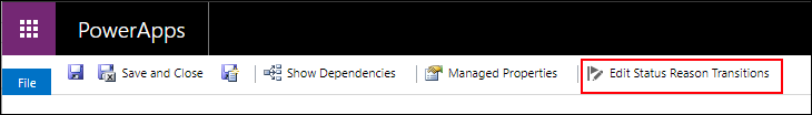 Edit Status Reason Transitions command.