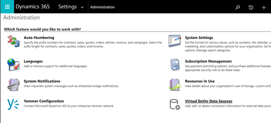 Virtual entity data sources settings