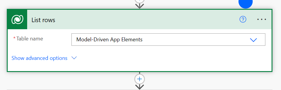 List model-driven app element Dataverse table rows using a flow