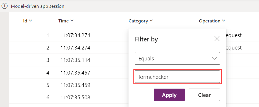 Enter formchecker filter