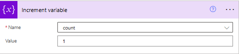 Screenshot of the Increment variable action example.