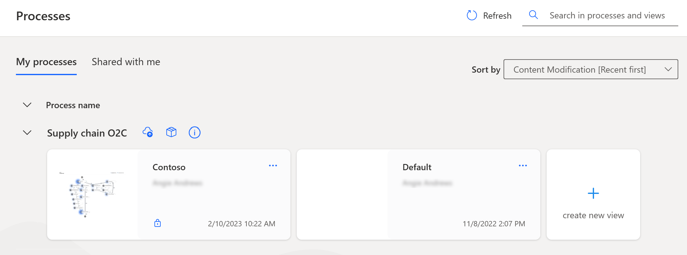 Screenshot of the home page in the Process Mining desktop app.