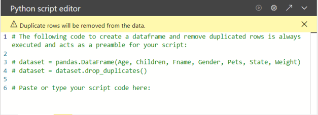 Screenshot that shows the Python script editor with initial comments.