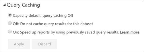 Query caching dialog box