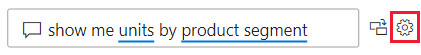 Screenshot of the Q and A search box with the gear icon highlighted.