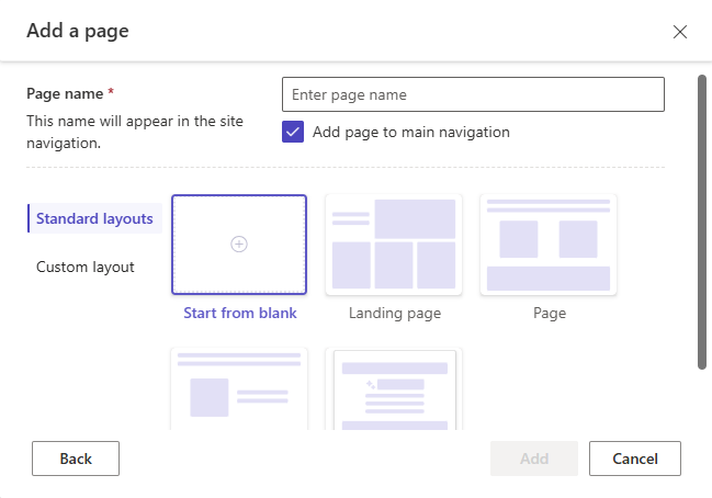 Adding a page menu within the design studio.