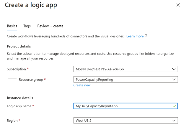 Create a logic app.