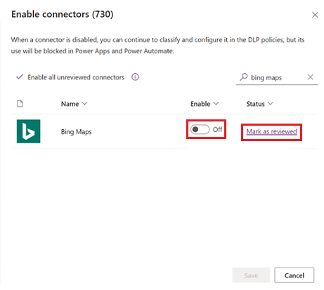 Disabled connector Mark as reviewed