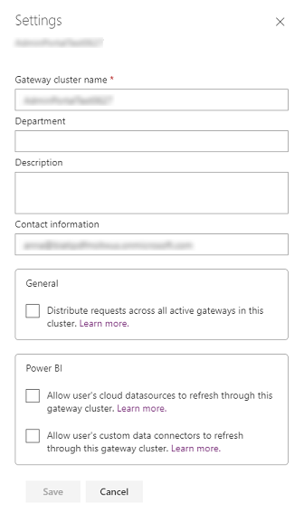 Data gateway settings.