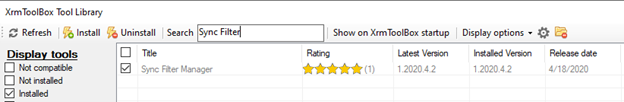 Search for Sync Filter in the Tool Library.
