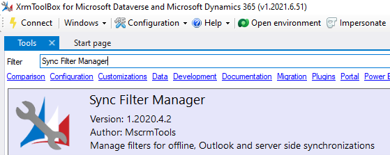 Open the Sync Filter Manager.