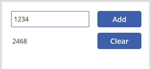 Text-input control contains a value, and the label contains the running total.