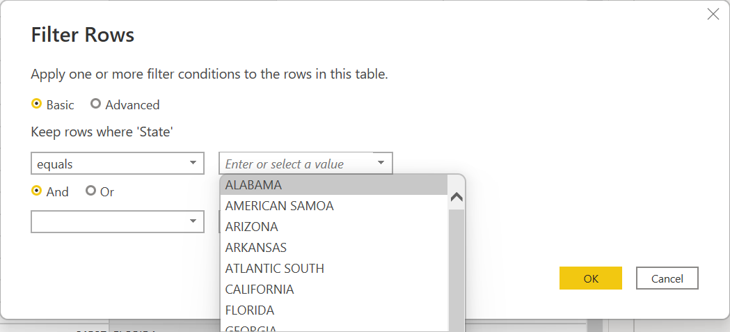 Filter results using a parameter.